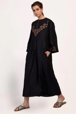 Ikai Navy Blue Centre Gathered Dress