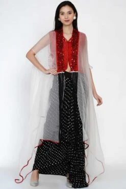 Twenty Nine White Embellished Cape -Divine Couture ct 332r 2