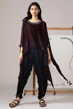 Twenty Nine Gajji Silk Bandhni Mirrorwork Cape