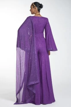Itrh Purple Crystal Jumpsuit With Dupatta 7 Itrh Purple Crystal Jumpsuit With Dupatta -Divine Couture dc22w040 3