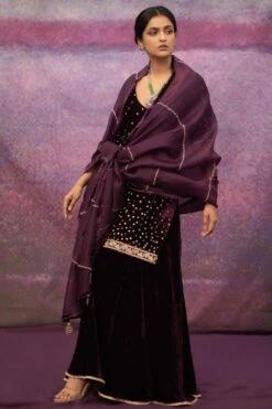 Deep Thee Violet Hand Embroidered Sharara Set