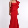 Gauri & Nainika Red One Shouldered Mermaid Gown -Divine Couture gn gwn 116a 1
