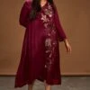 Half Full Curve Plum Floral Embroidered Dress -Divine Couture hfcmb010 1