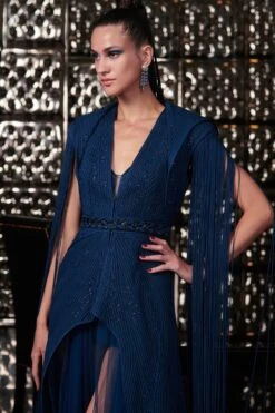 Rohit Gandhi + Rahul Khanna Matrix Blue Jacket With Tulle Gown -Divine Couture jkt14002 3