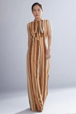 KoAi Striped Jumpsuit With Bow