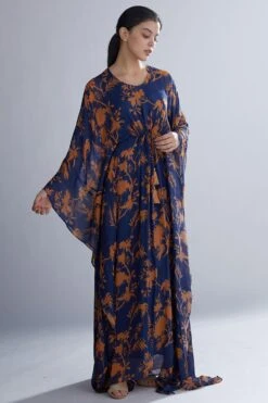 KoAi Blue And Orange Floral Kaftan -Divine Couture kofw20022 3