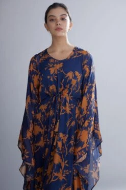 KoAi Blue And Orange Floral Kaftan -Divine Couture kofw20022 4