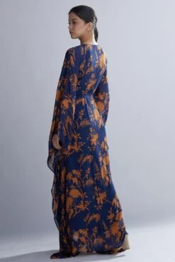 KoAi Blue And Orange Floral Kaftan -Divine Couture kofw20022 5