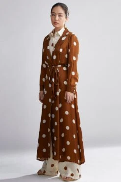 KoAi Polka Dotted Trench Coat With Belt
