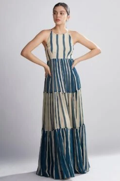 KoAi Striped Tiered Maxi Dress -Divine Couture kofw20053 3