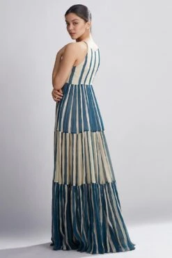 KoAi Striped Tiered Maxi Dress -Divine Couture kofw20053 4
