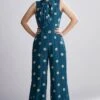 KoAi Teal Polka Dotted Jumpsuit -Divine Couture kofw20058 1