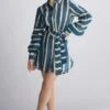 KoAi Teal Striped Shirt Dress -Divine Couture kofw20068 1