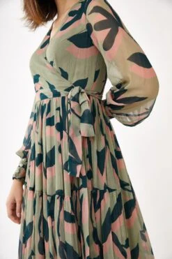 KoAi Sage Green Floral Wrap Dress 10 KoAi Sage Green Floral Wrap Dress -Divine Couture kofw21021 4