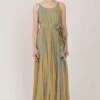 KoAi Mustard & Blue Striped Maxi Dress -Divine Couture koss21025 1