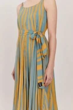 KoAi Mustard & Blue Striped Maxi Dress -Divine Couture koss21025 4