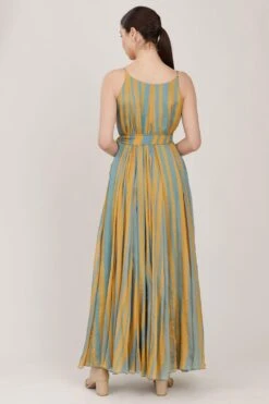 KoAi Mustard & Blue Striped Maxi Dress -Divine Couture koss21025 5