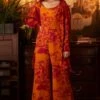 KoAi Mustard & Dark Pink Floral Jumpsuit -Divine Couture koss21068 1