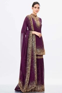 Nakul Sen Purple Sequin Embroidered Sharara Set