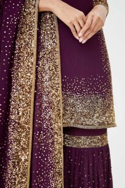 Nakul Sen Purple Sequin Embroidered Sharara Set -Divine Couture ns 2903 au 3