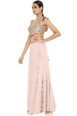 Payal Singhal Rose Pink Georgette Choli & Sharara Set -Divine Couture ps cs0010 3