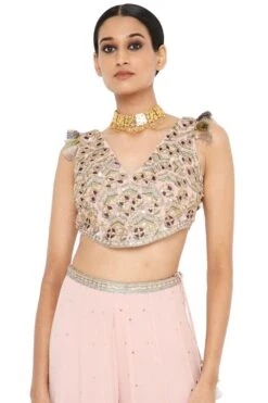 Payal Singhal Rose Pink Georgette Choli & Sharara Set -Divine Couture ps cs0010 4