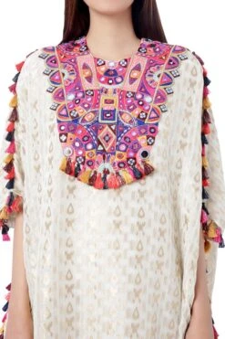 Payal Singhal Embroidered Kaftan With Multicolour Tassels -Divine Couture ps fw755 3