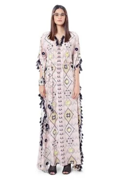 Payal Singhal Diamond Printed Embroidered Kaftan With Belt
