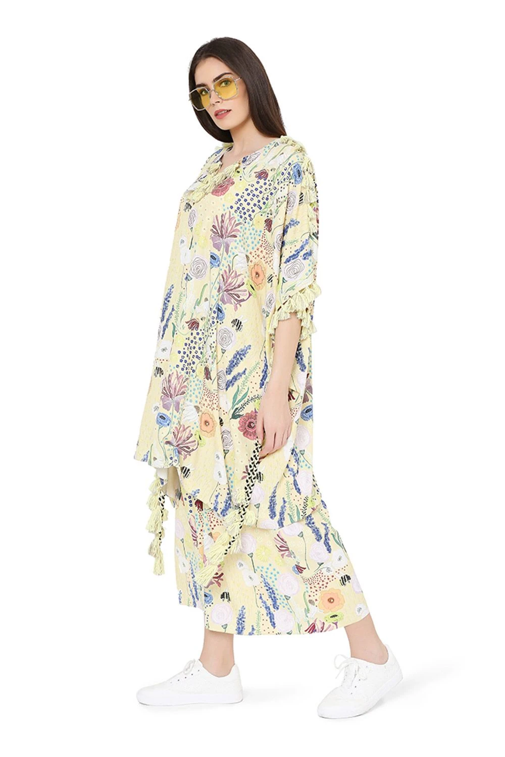 PS Pret By Payal Singhal Yellow Printed Kaftan Top With Culottes 4 PS Pret By Payal Singhal Yellow Printed Kaftan Top With Culottes - Image 2