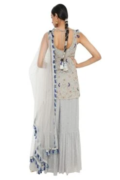 Payal Singhal Grey Georgette Embroidered Sharara Set 11 Payal Singhal Grey Georgette Embroidered Sharara Set -Divine Couture ps kp0092 5