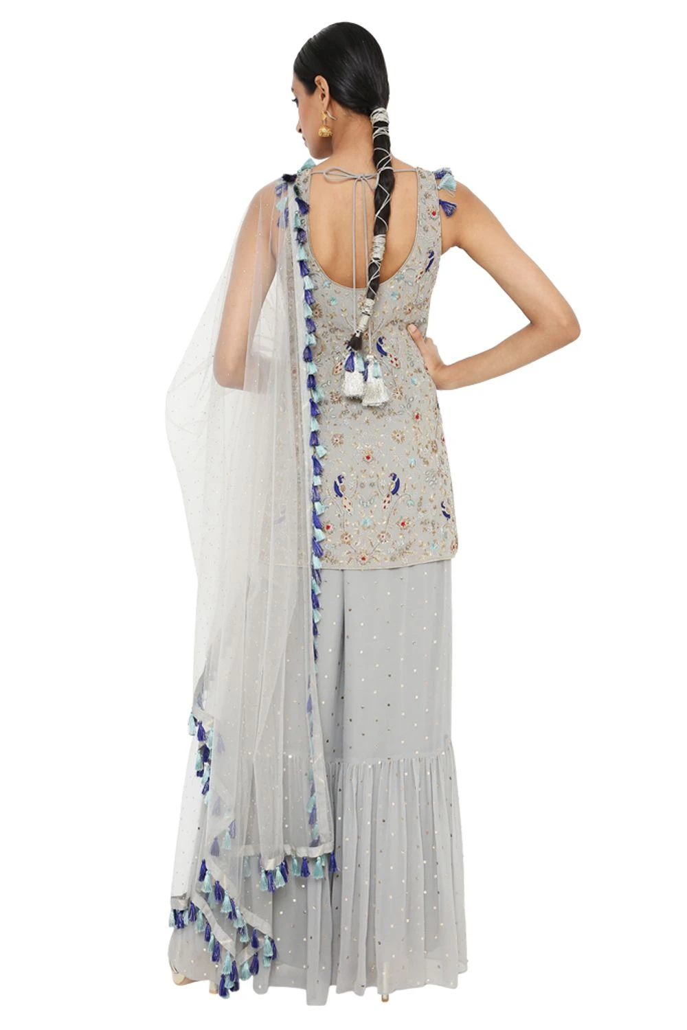 Payal Singhal Grey Georgette Embroidered Sharara Set 7 Payal Singhal Grey Georgette Embroidered Sharara Set - Image 5