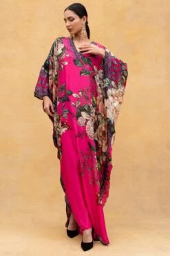 Rajdeep Ranawat Fuchsia Floral Printed Kaftan