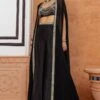 Ridhima Bhasin Black Pearl Embellished Cape Set