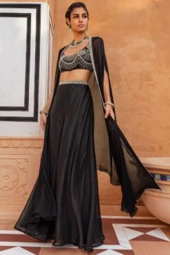 Ridhima Bhasin Black Pearl Embellished Cape Set -Divine Couture rb 1811rb15 3