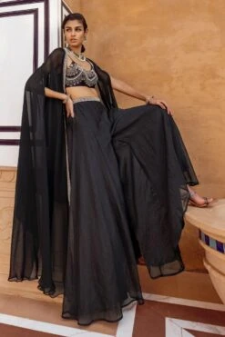 Ridhima Bhasin Black Pearl Embellished Cape Set -Divine Couture rb 1811rb15 4