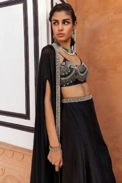 Ridhima Bhasin Black Pearl Embellished Cape Set -Divine Couture rb 1811rb15 6