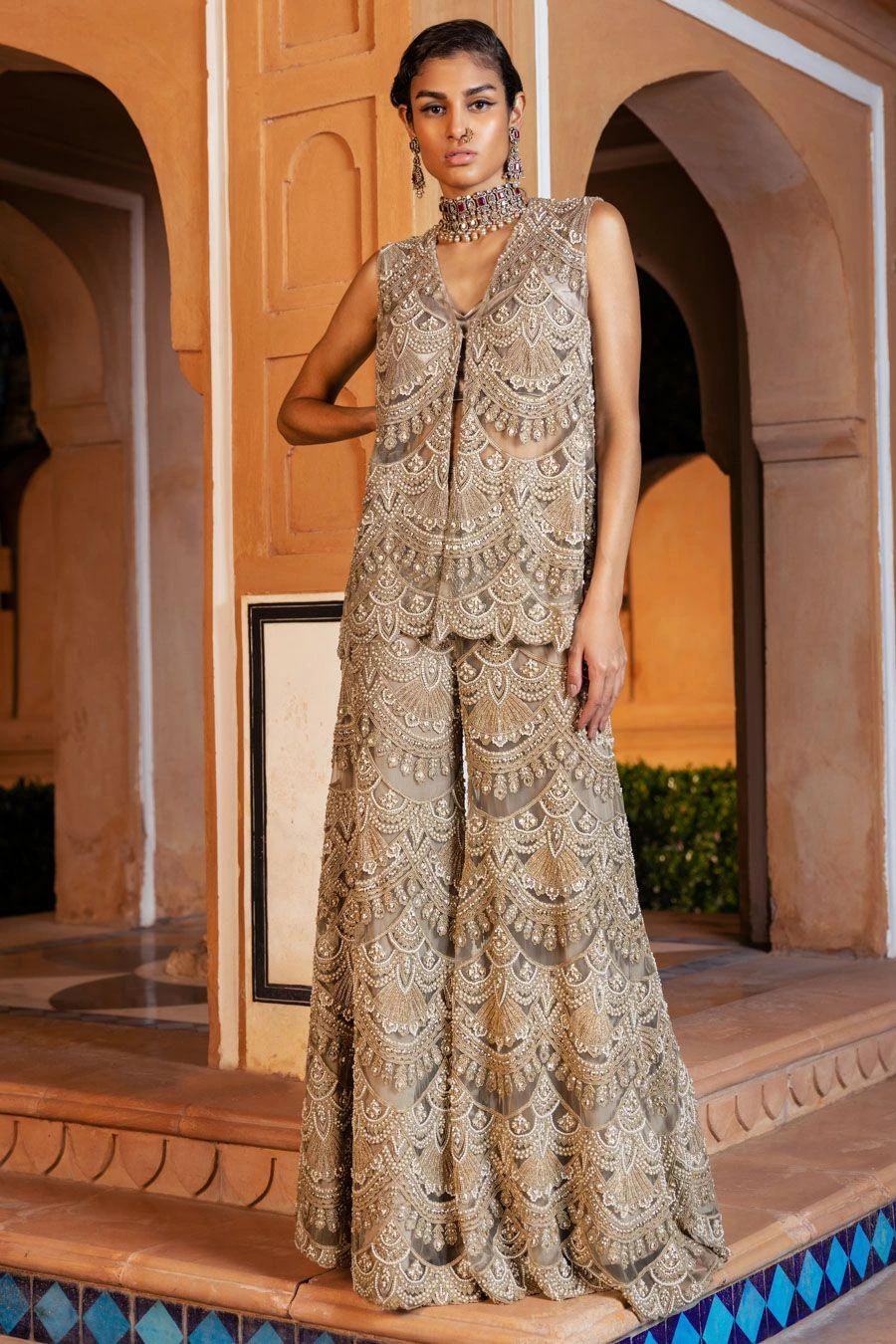 Ridhima Bhasin Gold Embellished Gharara Set 4 Ridhima Bhasin Gold Embellished Gharara Set - Image 2