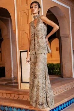 Ridhima Bhasin Gold Embellished Gharara Set 13 Ridhima Bhasin Gold Embellished Gharara Set -Divine Couture rb 1811rb19 4