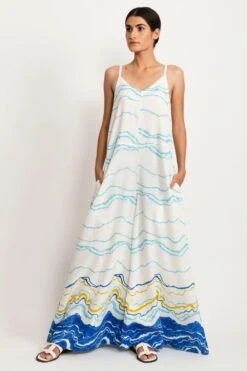 Rias Jaipur Sleeveless Wave Printed Jumpsuit