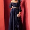 Ridhi Mehra Navy Blue Jumpsuit With A Ruffled Dupatta & Belt -Divine Couture rmrl 30 1