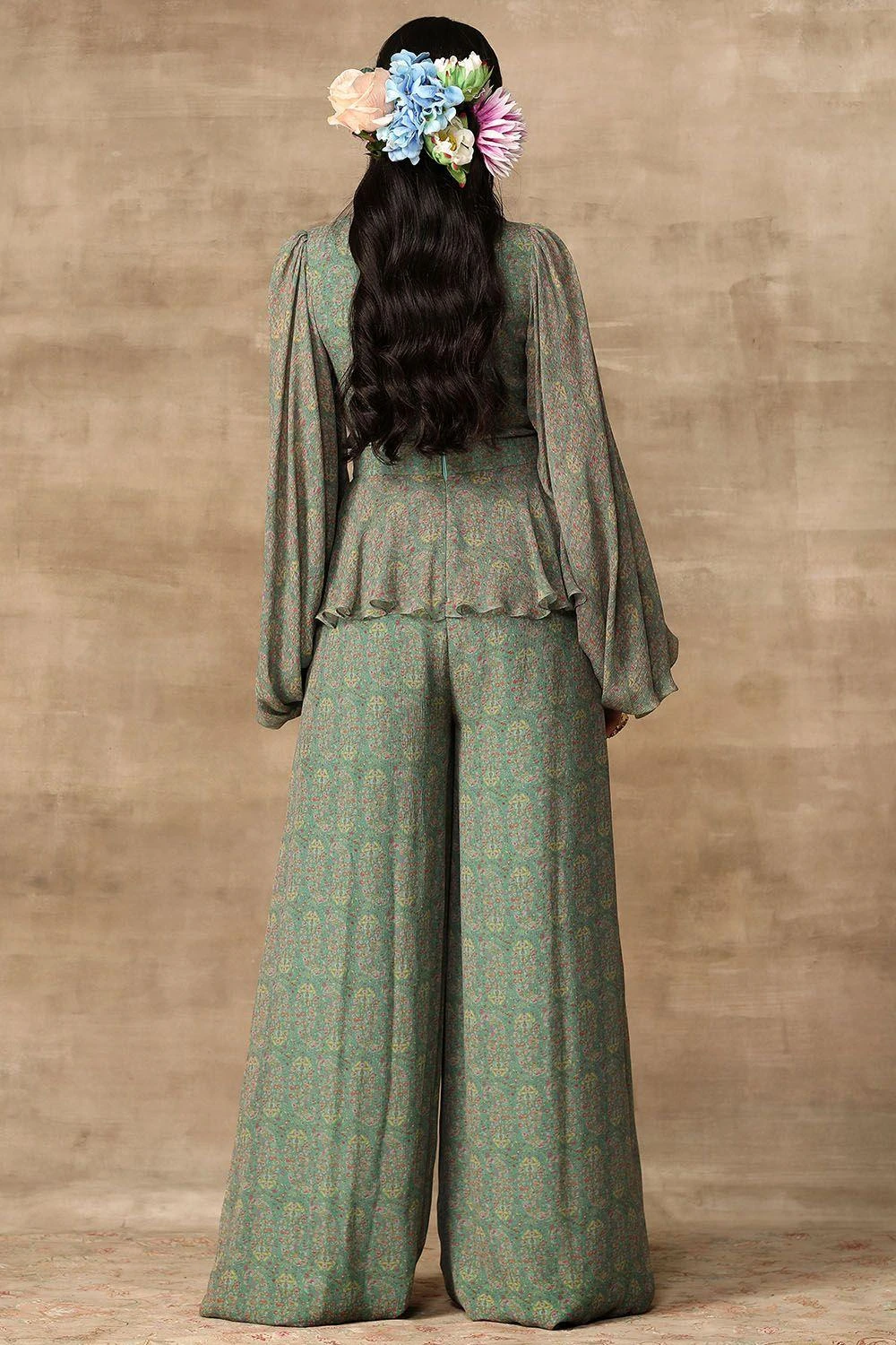 Ridhi Mehra Marcella Turquoise Paisley Printed Jumpsuit 6 Ridhi Mehra Marcella Turquoise Paisley Printed Jumpsuit - Image 4