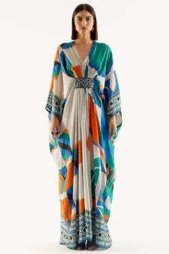 Rajdeep Ranawat Printed Kaftan With Jewelled Waist