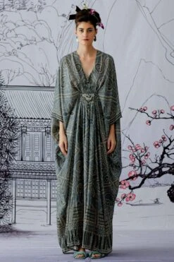 Rajdeep Ranawat Printed Kaftan With A Jewelled Belt