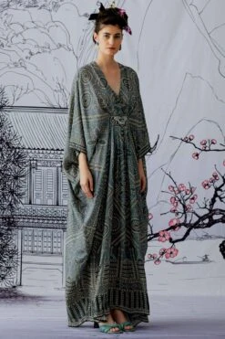 Rajdeep Ranawat Printed Kaftan With A Jewelled Belt -Divine Couture rr1109 3