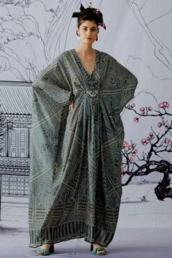 Rajdeep Ranawat Printed Kaftan With A Jewelled Belt -Divine Couture rr1109 4