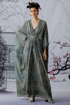 Rajdeep Ranawat Printed Kaftan With A Jewelled Belt -Divine Couture rr1109 5