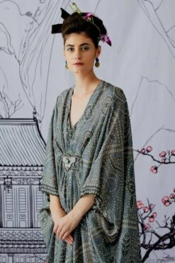 Rajdeep Ranawat Printed Kaftan With A Jewelled Belt -Divine Couture rr1109 6