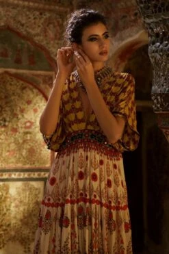 Rajdeep Ranawat Printed Silk V Neck Kaftan -Divine Couture rr20763 6