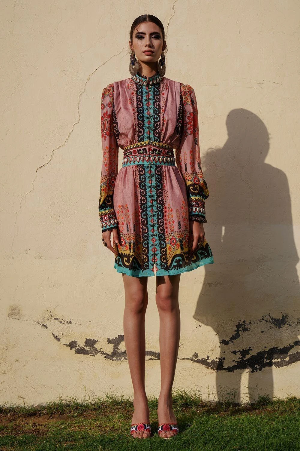 Rajdeep Ranawat Printed Silk Dress With A Belt 3 Rajdeep Ranawat Printed Silk Dress With A Belt