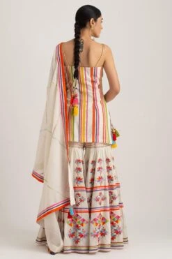 Sharara Set With Stripe Print & Embroidery -Divine Couture sa13 3